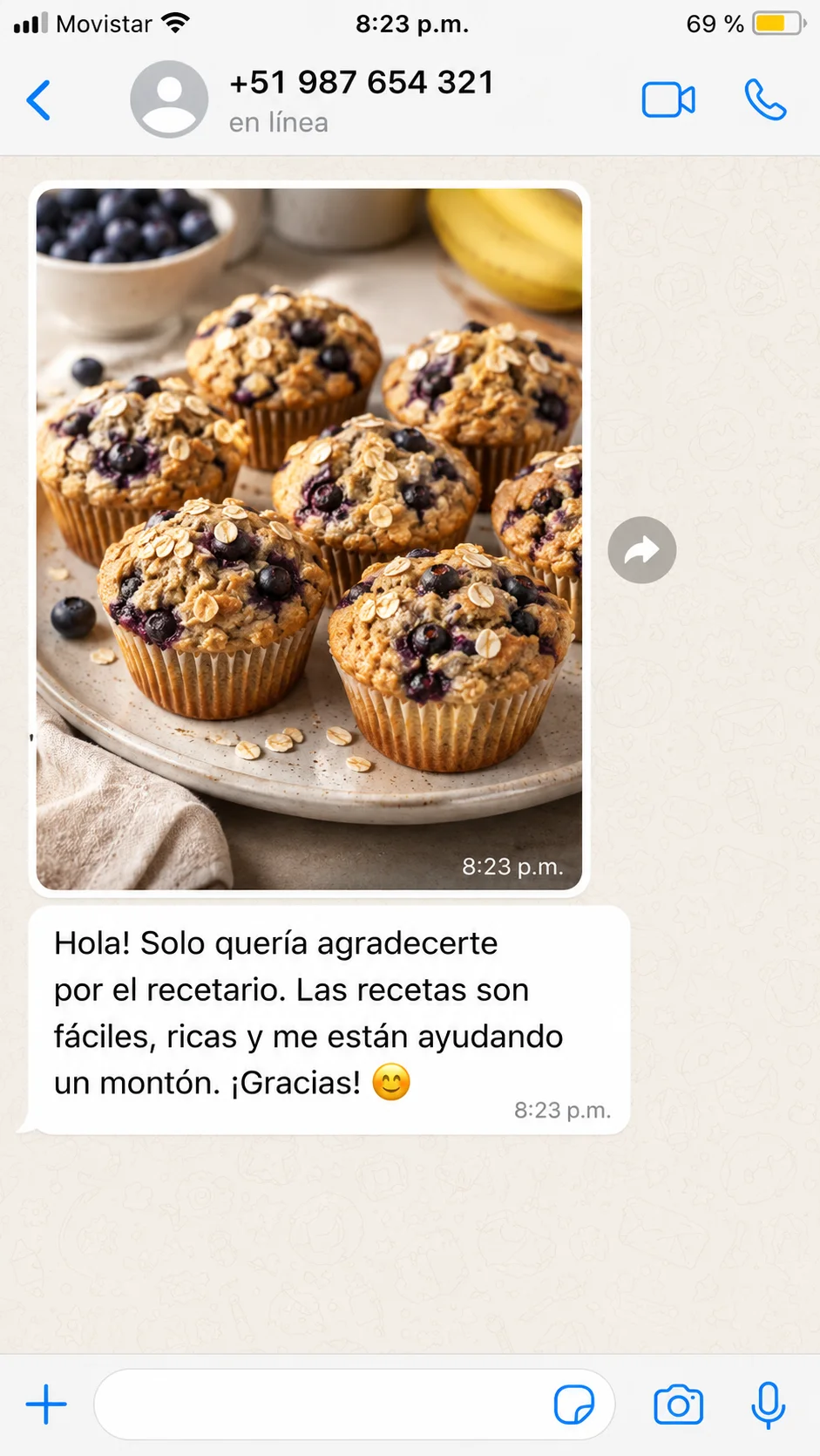 Testimonio de cliente del recetario de recetas fáciles y ricas