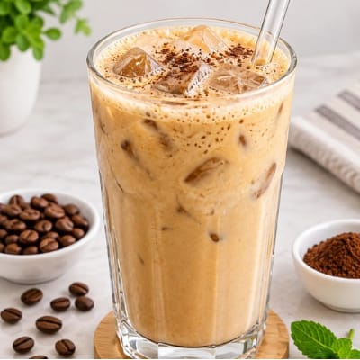 Café proteico frío con hielo